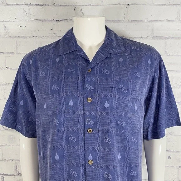 Tommy Bahama Shirt Men's Small 100% Silk Camp Shirt Pass Line Hawaiian Gambling - Picture 3 of 12